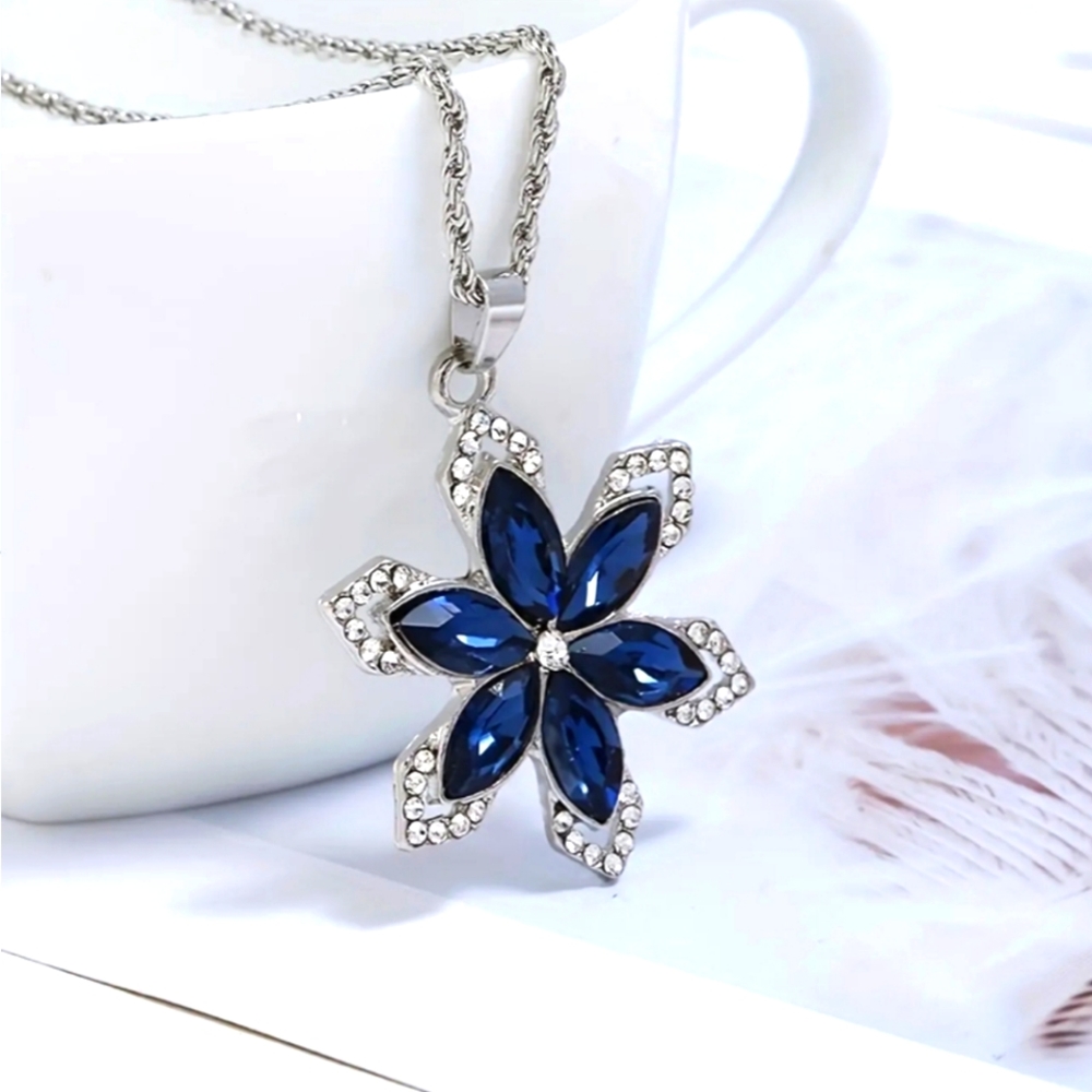 Austrian Crystal Silverplated Simulated Sapphire … - image 5